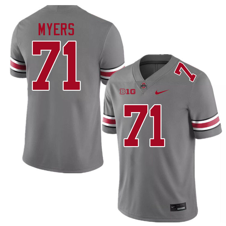 #71 Josh Myers Ohio State Buckeyes Jerseys Football Stitched-Grey